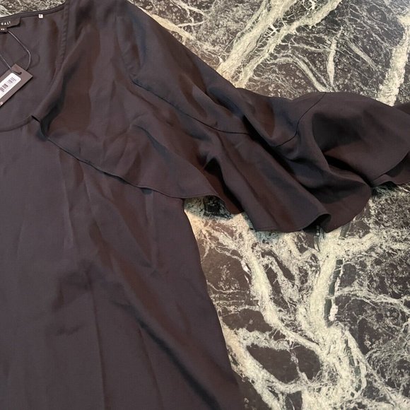 NWT WOMEN'S LE GALI ANNIE BELL SLEEVE RUFFLED BLOUSE size XS black $99 - Picture 6 of 10